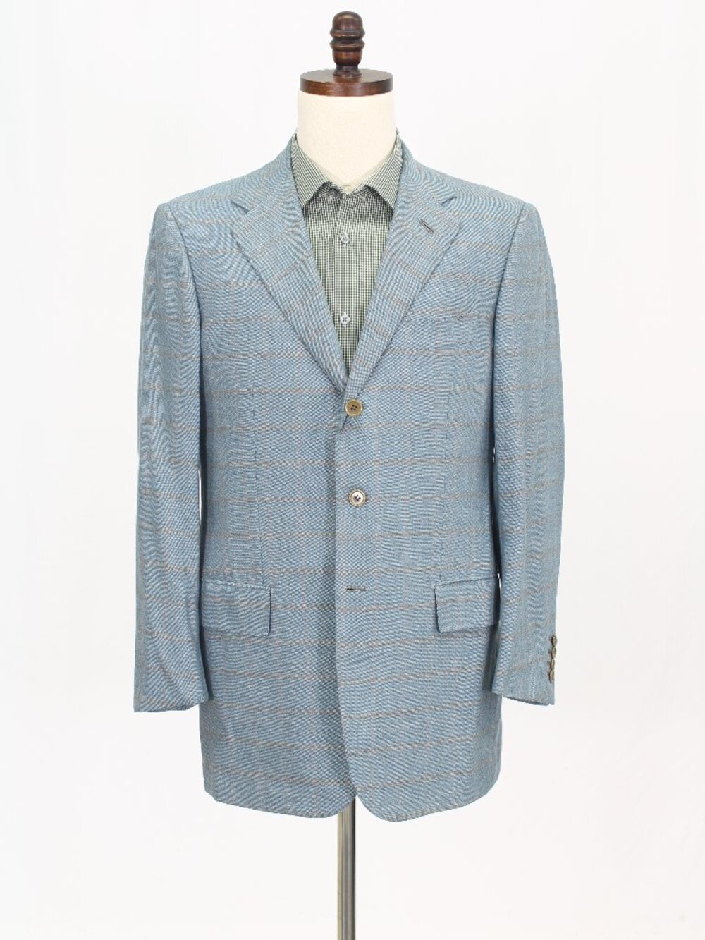 Luciano Barbera 40R Blue Blazer Sport Coat Jacket 3-Button Check W673